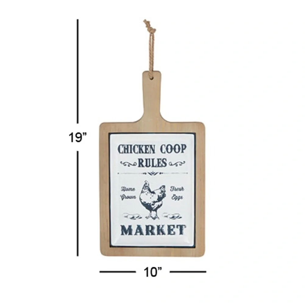 Farmhouse Chicken Coop Rules Wall Decor Wood & Metal Sign New - Picture 3 of 3